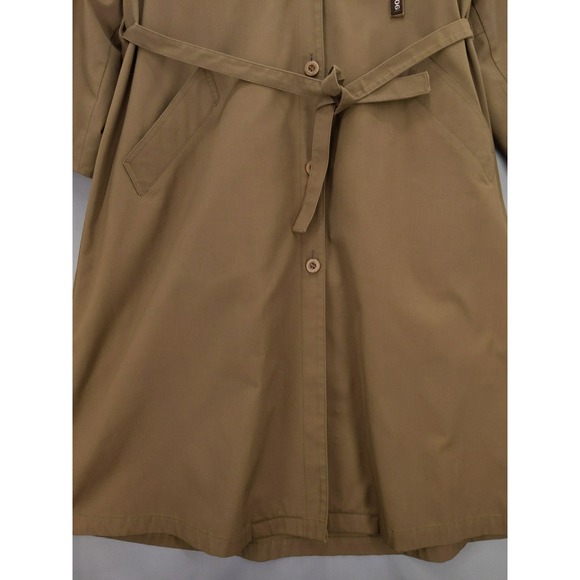 vtg London Fog Trench Coat Womens 16 PET Hooded Faux Fur Lined Belted Maincoat - Picture 4 of 9